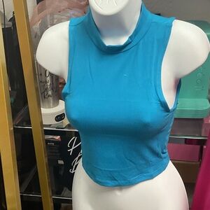 Vibrant Blue Sleeveless Crop Top